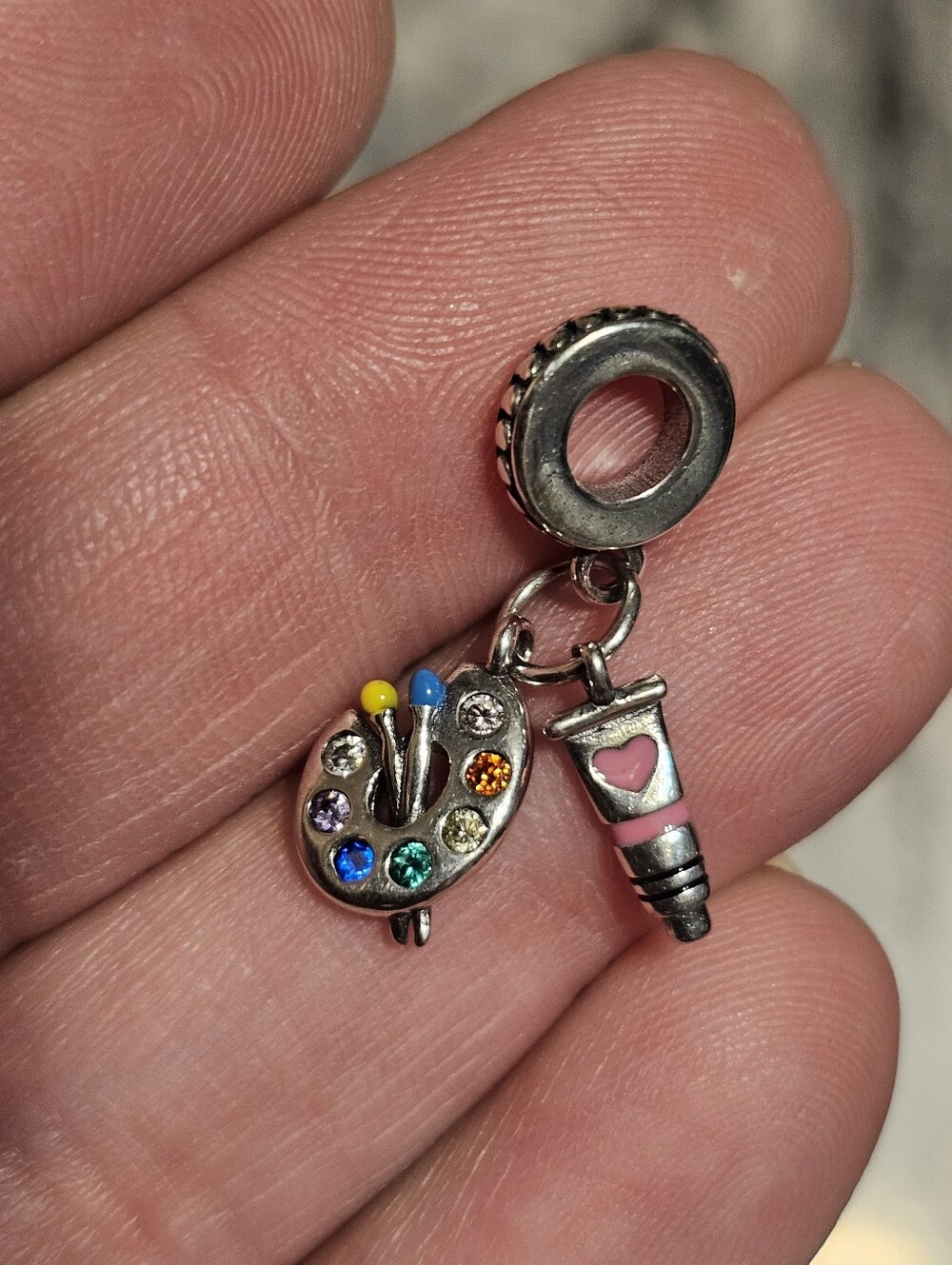 Sterling Silver 925 Art Palette Charm Pendant